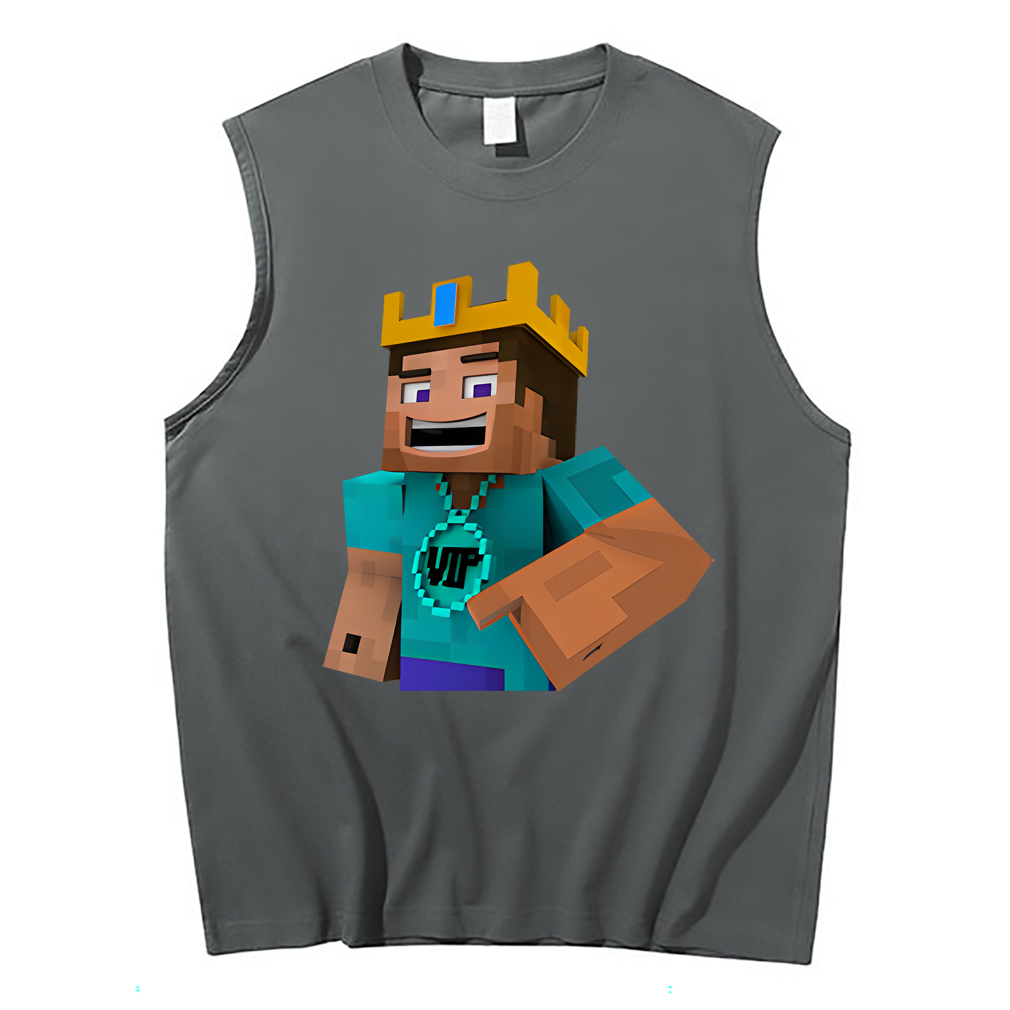（画像用） マインクラフト ブロックの世界 Minecraft MC Block world コットン100％タンクトップ（フロントプリント）